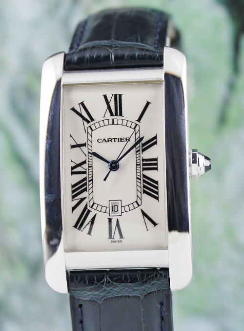 (image for) CARTIER TANK AMERICAINE LARGE 18K WHITE GOLD AUTOMATIC WATCH / 1741